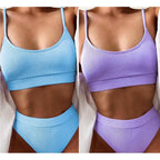 Swimwear Women Swimsuit Push Up Bikinis Fashion Women's Solid Color Bikini Pad Swimwear Swimsuit Beachwear Set Triangle Bikini Bathing Suits Stevvex