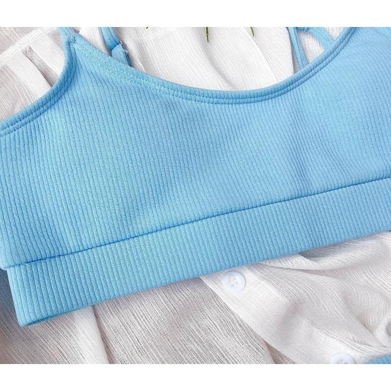 Swimwear Women Swimsuit Push Up Bikinis Fashion Women's Solid Color Bikini Pad Swimwear Swimsuit Beachwear Set Triangle Bikini Bathing Suits Stevvex