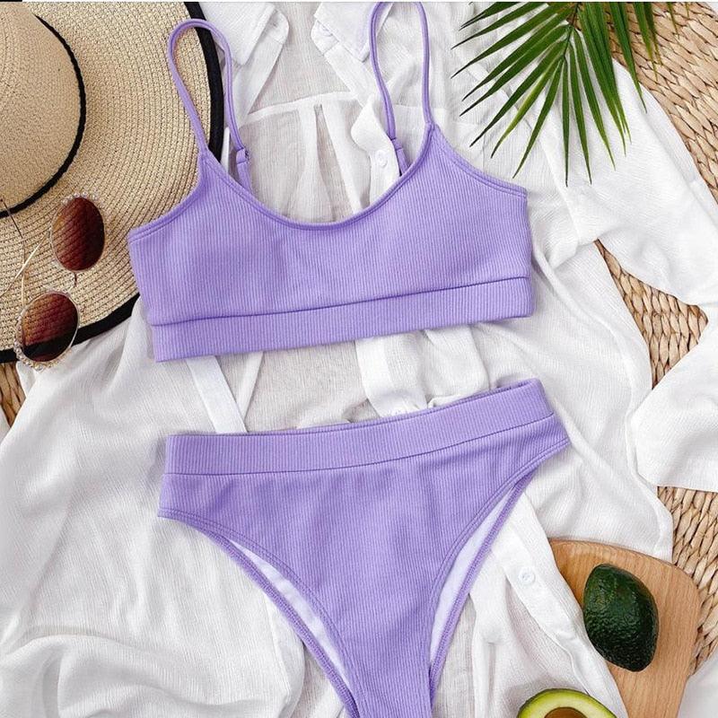 Swimwear Women Swimsuit Push Up Bikinis Fashion Women's Solid Color Bikini Pad Swimwear Swimsuit Beachwear Set Triangle Bikini Bathing Suits Stevvex