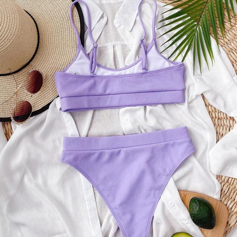 Swimwear Women Swimsuit Push Up Bikinis Fashion Women's Solid Color Bikini Pad Swimwear Swimsuit Beachwear Set Triangle Bikini Bathing Suits Stevvex