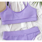 Swimwear Women Swimsuit Push Up Bikinis Fashion Women's Solid Color Bikini Pad Swimwear Swimsuit Beachwear Set Triangle Bikini Bathing Suits Stevvex