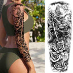Realistic Full Arm Temporary Tattoos Sleeve Fake Tatoos Warrior Lion Tiger Flower Waterproof Tattoo Stickers For Womens Mens