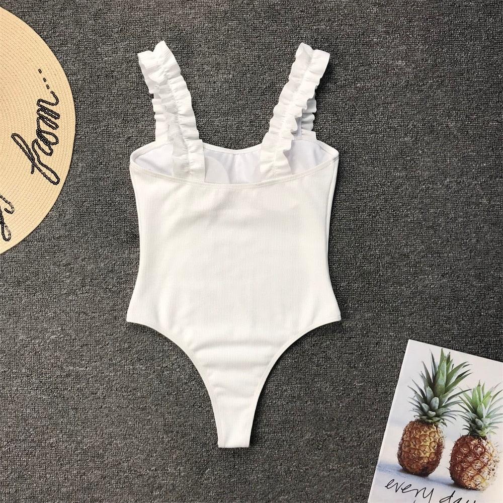 Luxury Black Female Swimsuit Vintage One Piece Ruffled Push Up Tummy Control Swimwear Halter One Piece Slimming Retro Swimsuit Women's Plus Size Push Up Bathing Suit Solid Red Swimwear Women Padded Bathing Suits Stevvex