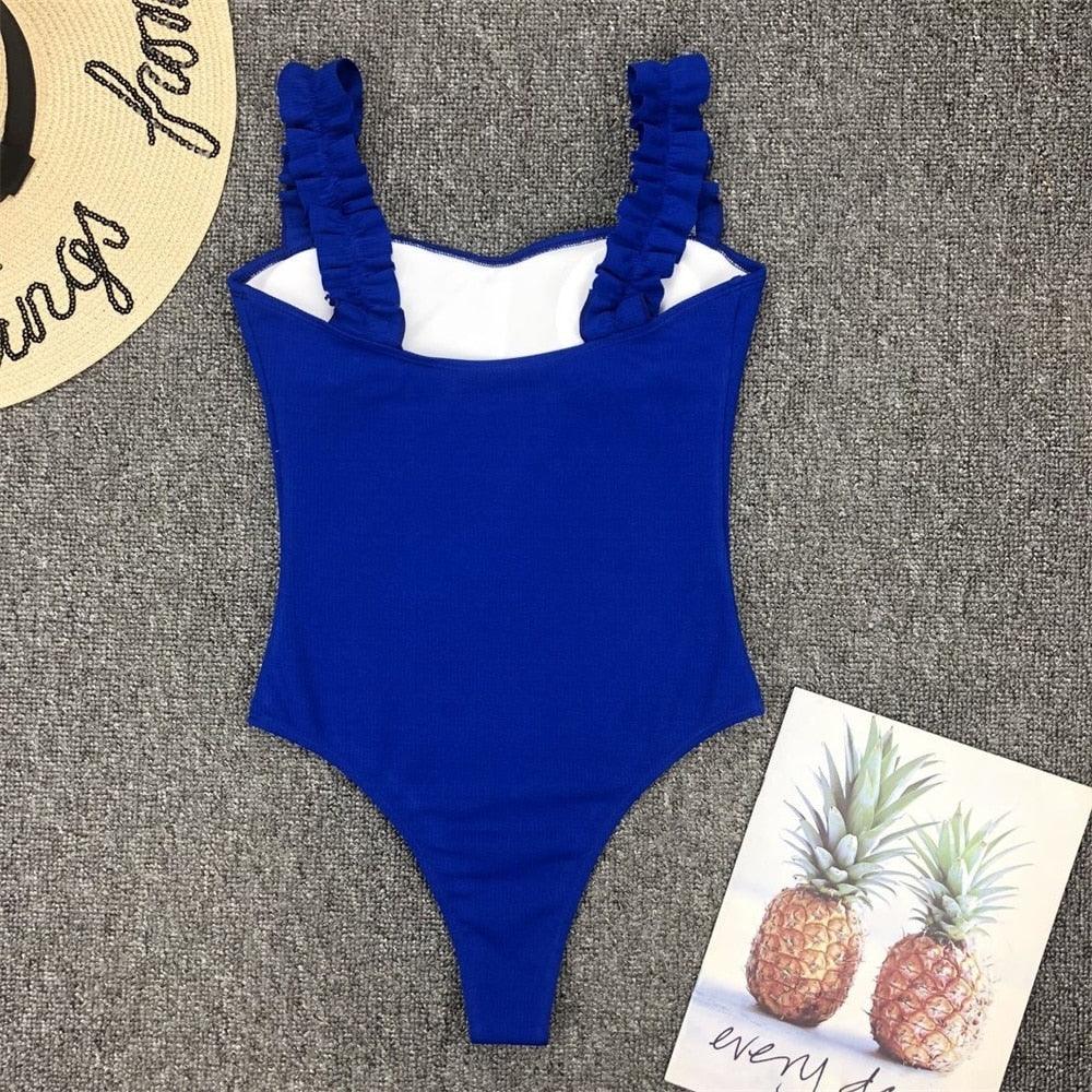 Luxury Black Female Swimsuit Vintage One Piece Ruffled Push Up Tummy Control Swimwear Halter One Piece Slimming Retro Swimsuit Women's Plus Size Push Up Bathing Suit Solid Red Swimwear Women Padded Bathing Suits Stevvex