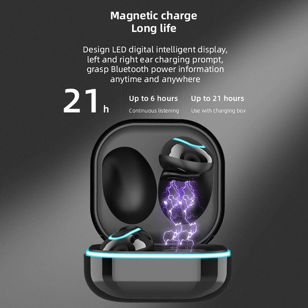 Sports Black Headphones Wireless Wearable Music Player Built-in Memory Sweatproof  WaterproofWireless Bluetooth Headphones 5.1 Gaming Headset In Ear HiFi Sports Noise Cancel Earphone For Smartphones LED Display For Sports Running Workout Stevvex