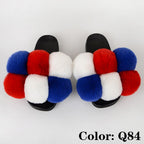 Summer Women Slippers Faux Fur Slides For Women Fluffy Slippers House Shoes Woman Slippers Open Toe Fuzzy Fur Slippers Girls Fluffy House Slides Outdoor Indoor Slippers