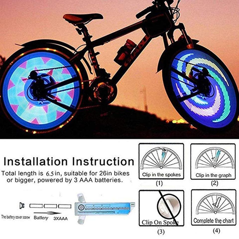 Bicycle Spoke Light Motorcycle Bike Tire Wheel Lights Flash Spoke Light Lamp Outdoor Cycling LED Bicycle Spoke Tire Light With 32 LED Changes Patterns Bicycle Rim Lights Stevvex