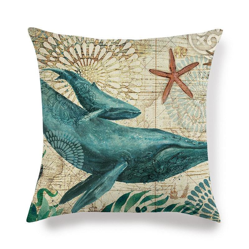 Pillowcase Sofa Cushion Cover Decoration Linen Pillow Case Higher Quality Marine Sea Life Pillow Covers Cases Super Soft Square Cushion Decorative Pillow Pattern Sofa Pillow Cover Couch Pillow 45x45CM Stevvex