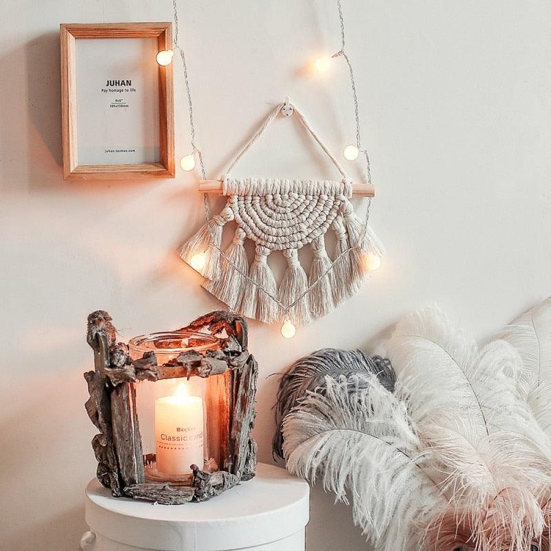 Handmade Wall Art Home Wall Decor Woven Hanging Tapestry Tassel Wind Chimes Wall Hanging Ornaments  Hand Macrame Wall  For Wall Wedding Living Room Gallery Patio Apartment Yard Decor Stevvex