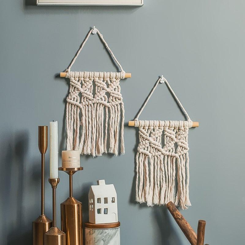 Handmade Wall Art Home Wall Decor Woven Hanging Tapestry Tassel Wind Chimes Wall Hanging Ornaments  Hand Macrame Wall  For Wall Wedding Living Room Gallery Patio Apartment Yard Decor Stevvex