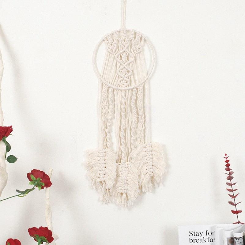 Handmade Wall Art Home Wall Decor Woven Hanging Tapestry Tassel Wind Chimes Wall Hanging Ornaments  Hand Macrame Wall  For Wall Wedding Living Room Gallery Patio Apartment Yard Decor Stevvex