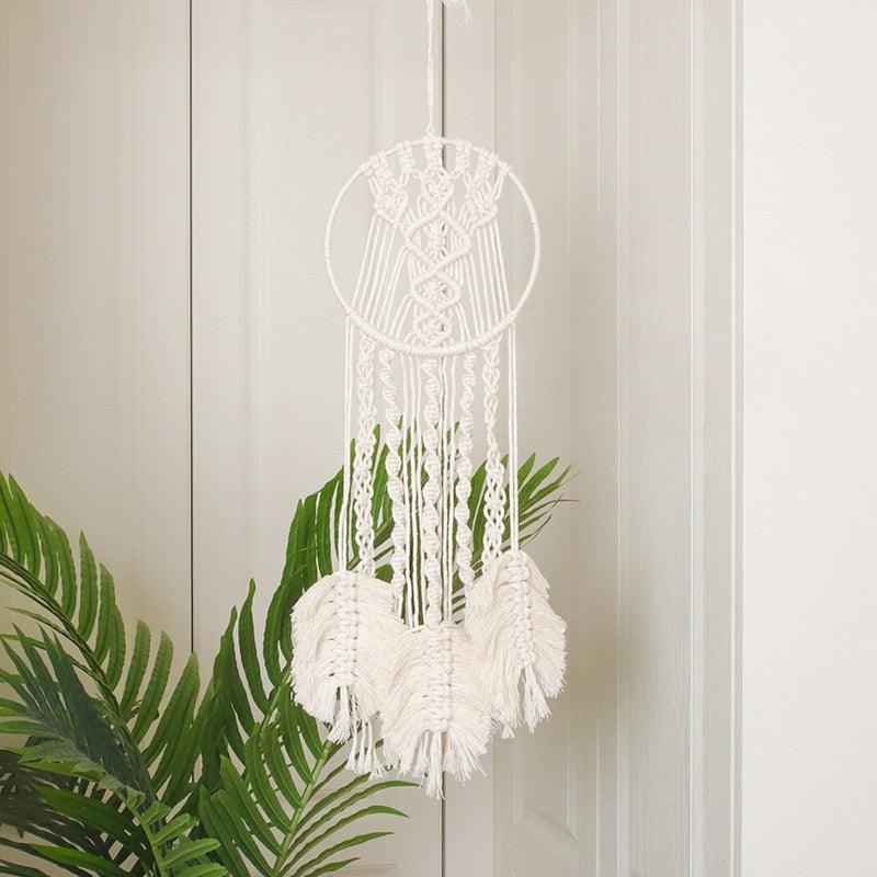 Handmade Wall Art Home Wall Decor Woven Hanging Tapestry Tassel Wind Chimes Wall Hanging Ornaments  Hand Macrame Wall  For Wall Wedding Living Room Gallery Patio Apartment Yard Decor Stevvex