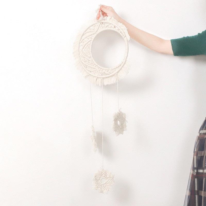 Handmade Wall Art Home Wall Decor Woven Hanging Tapestry Tassel Wind Chimes Wall Hanging Ornaments  Hand Macrame Wall  For Wall Wedding Living Room Gallery Patio Apartment Yard Decor Stevvex