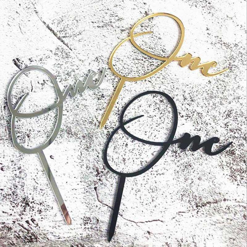 Acrylic One Cake Topper Top Cake One Cake Topper Birthday Cake Topper Double Sided For Anniversaries And Parties  Birthday Party Cupcake Toppers Flags Wedding Baby Shower Supplies Lovely Baking Dessert Decorations Stevvex