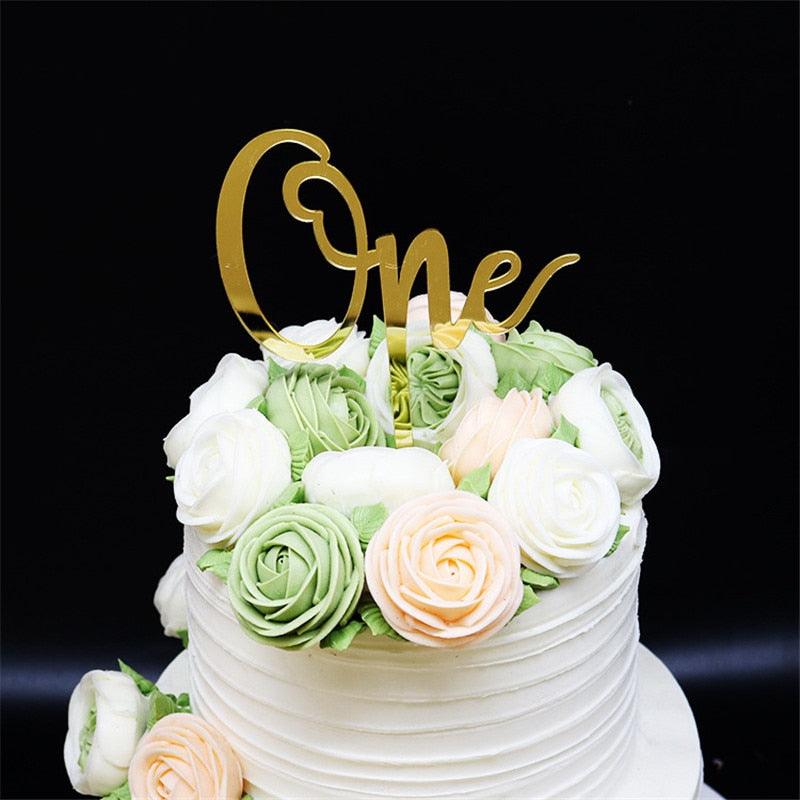 Acrylic One Cake Topper Top Cake One Cake Topper Birthday Cake Topper Double Sided For Anniversaries And Parties  Birthday Party Cupcake Toppers Flags Wedding Baby Shower Supplies Lovely Baking Dessert Decorations Stevvex