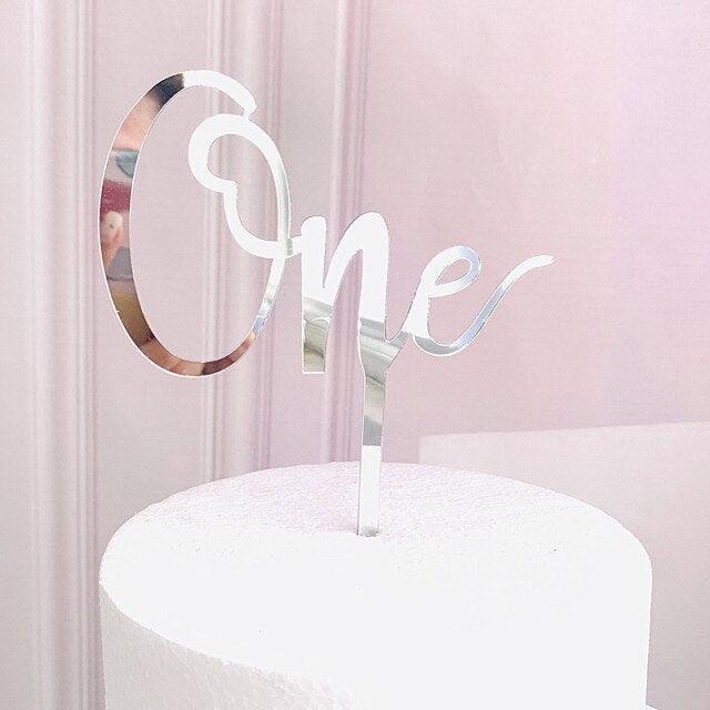 Acrylic One Cake Topper Top Cake One Cake Topper Birthday Cake Topper Double Sided For Anniversaries And Parties  Birthday Party Cupcake Toppers Flags Wedding Baby Shower Supplies Lovely Baking Dessert Decorations Stevvex