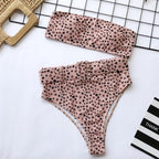 High Waist Bikini Black Swimwear Women Swimsuit High Leg Bikinis Set Women High Waist Bandeau Bikini Set Strapless 2 Piece Bathing Suit Swimsuits Tie Wrap Swimsuits Swimming for Bathing Suit Woman Swimsuits Stevvex