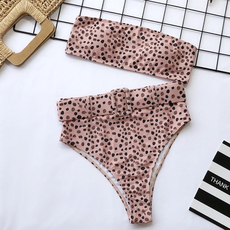 High Waist Bikini Black Swimwear Women Swimsuit High Leg Bikinis Set Women High Waist Bandeau Bikini Set Strapless 2 Piece Bathing Suit Swimsuits Tie Wrap Swimsuits Swimming for Bathing Suit Woman Swimsuits Stevvex