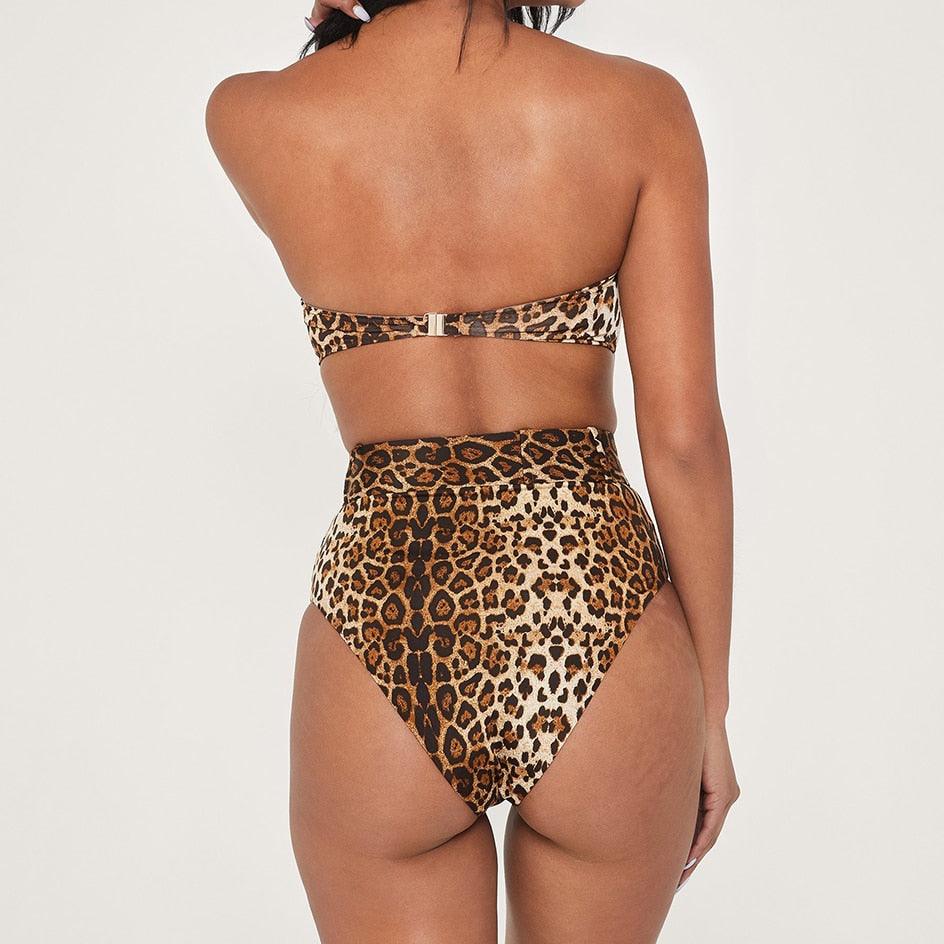 High Waist Bikini Black Swimwear Women Swimsuit High Leg Bikinis Set Women High Waist Bandeau Bikini Set Strapless 2 Piece Bathing Suit Swimsuits Tie Wrap Swimsuits Swimming for Bathing Suit Woman Swimsuits Stevvex