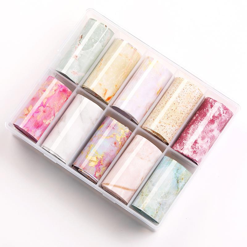 Nail Foils Marble Flower Series Iridescent Nail Art Transfer Sticker Paper Slider Nail Water Decal Design Manicures Decorations  Art Manicures Decoration New Gold Nail Transfer Foils for Nail Arts Nails Supply Holographic Effect Nail Art Foil Stickers Hol Stevvex