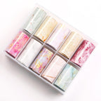 Nail Foils Marble Flower Series Iridescent Nail Art Transfer Sticker Paper Slider Nail Water Decal Design Manicures Decorations  Art Manicures Decoration New Gold Nail Transfer Foils for Nail Arts Nails Supply Holographic Effect Nail Art Foil Stickers Hol Stevvex