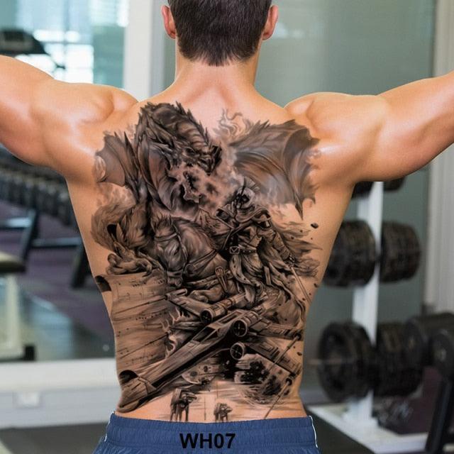 Extra Large Back Temporary Lion Tatoo Sticker Waterproof Black Luxury Big Modern  Design For Mens Stevvex