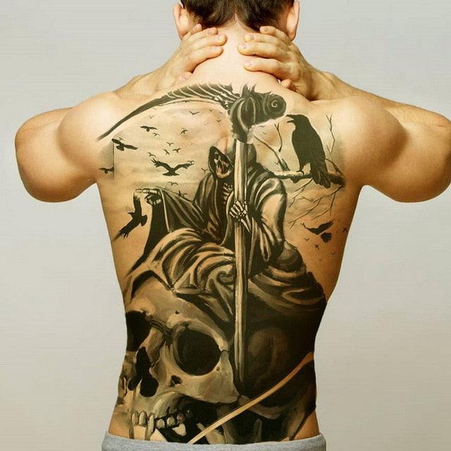 Extra Large Back Temporary Lion Tatoo Sticker Waterproof Black Luxury Big Modern  Design For Mens Stevvex
