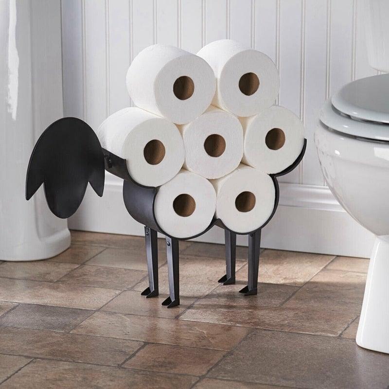 Sheep Decorative Toilet Paper Holder Bathroom Hardware Tissue Storage Toilet Roll Holder Bathroom Accessories Iron Paper Storage Sheep Toilet Paper Roll Holder  Metal Wall Mounted  Free Standing Bathroom Tissue Storage Stevvex