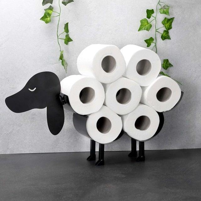 Sheep Decorative Toilet Paper Holder Bathroom Hardware Tissue Storage Toilet Roll Holder Bathroom Accessories Iron Paper Storage Sheep Toilet Paper Roll Holder  Metal Wall Mounted  Free Standing Bathroom Tissue Storage Stevvex