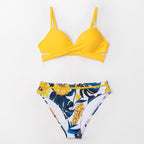Push Up Floral Bikini Sets Women Two Pieces Swimsuits Women's Bathing Suits Push Up Halter Bandage Bikini Floral Printing Swim Bottoms Two Piece Swimsuits New Girl Beach Bathing Suits Swimwear Stevvex