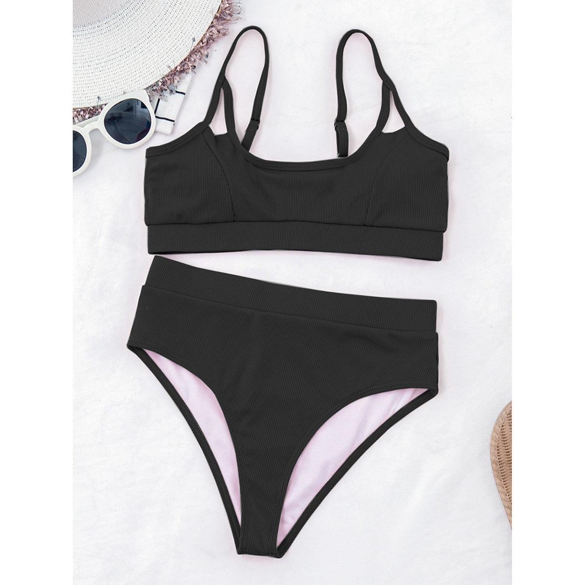 Female Push Up Swimsuit Modern Swimwear For Women Bikinis High Waist Bikini Set Solid Bikini 2 Piece Swimsuit Bathing Suits Women Bathing Suit High Waist Bikini Set Sport Wear Swimming Suit Bikini Stevvex