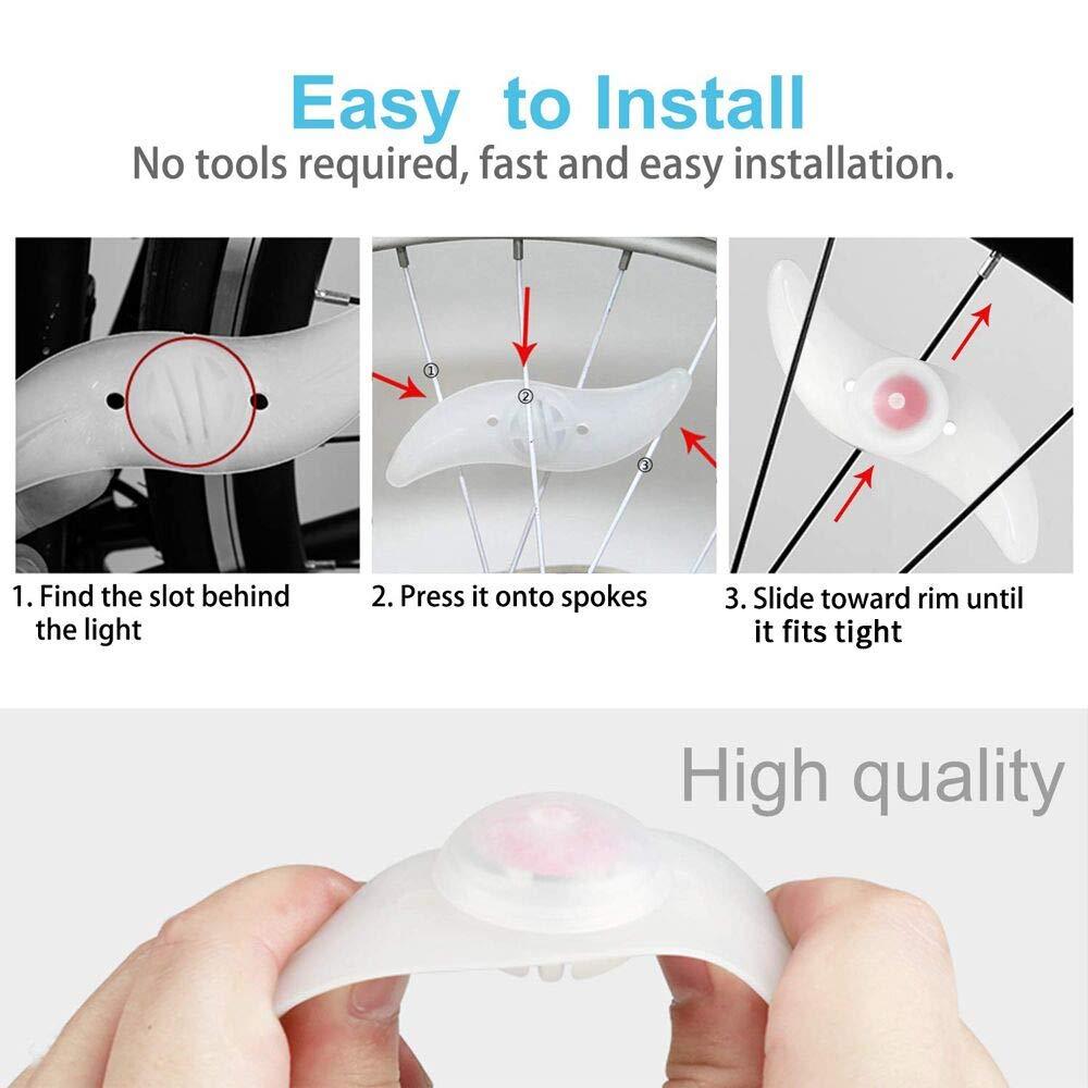 Waterproof Bicycle Spoke Light 3 Lighting Mode LED Bike Wheel Warning Light Colorful LED Bike Wheel Light Waterproof Easy Install Bicycles Wheel Spoke LED Lights With 3 Modes For Bicycle Present For Kids Teens Boys Girls Men Women Stevvex