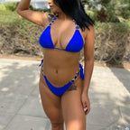 Luxury Purple Halter Crystal Diamond Bikini Female Swimsuit Women Swimwear Rhinestone Bikini Set Bathing Suit Women's Swimwear Rhinestone Halter Low Waist Tie Side Bikini Set 2 Pieces Crystal Diamond Swimsuit Stevvex