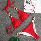 Luxury Purple Halter Crystal Diamond Bikini Female Swimsuit Women Swimwear Rhinestone Bikini Set Bathing Suit Women's Swimwear Rhinestone Halter Low Waist Tie Side Bikini Set 2 Pieces Crystal Diamond Swimsuit Stevvex