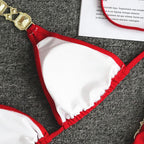 Luxury Purple Halter Crystal Diamond Bikini Female Swimsuit Women Swimwear Rhinestone Bikini Set Bathing Suit Women's Swimwear Rhinestone Halter Low Waist Tie Side Bikini Set 2 Pieces Crystal Diamond Swimsuit Stevvex