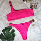 Luxury Purple Halter Crystal Diamond Bikini Female Swimsuit Women Swimwear Rhinestone Bikini Set Bathing Suit Women's Swimwear Rhinestone Halter Low Waist Tie Side Bikini Set 2 Pieces Crystal Diamond Swimsuit Stevvex