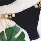 Luxury Purple Halter Crystal Diamond Bikini Female Swimsuit Women Swimwear Rhinestone Bikini Set Bathing Suit Women's Swimwear Rhinestone Halter Low Waist Tie Side Bikini Set 2 Pieces Crystal Diamond Swimsuit Stevvex