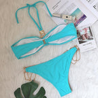 Luxury Purple Halter Crystal Diamond Bikini Female Swimsuit Women Swimwear Rhinestone Bikini Set Bathing Suit Women's Swimwear Rhinestone Halter Low Waist Tie Side Bikini Set 2 Pieces Crystal Diamond Swimsuit Stevvex