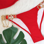 Luxury Purple Halter Crystal Diamond Bikini Female Swimsuit Women Swimwear Rhinestone Bikini Set Bathing Suit Women's Swimwear Rhinestone Halter Low Waist Tie Side Bikini Set 2 Pieces Crystal Diamond Swimsuit Stevvex