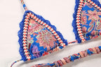 Vintage Print Bikini Female Handwork Small Ruffle Swimming Suit For Women Swimwear High Cut Bikini Set String Print Halter String Triangle Bikini Set Luxury Swimwear Two Piece Swimsuit