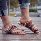 Women Sandals Flip-Flops Handmade Style Flip Flop Sandals Streetwear Fashion Shoes Women Flat Clip Toe Casual Floral Beach Flip Flop Comfy Shoes Summer Elegant Toe Ring Sandals