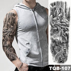 Full Arm Temporary Tattoos 8 Sheets and Half Arm Shoulder Waterproof Tattoos Elegant Large Lion Sleeve Sticker Tattoo Waterproof Temporary Big Wolf Tatoos For Men and Women