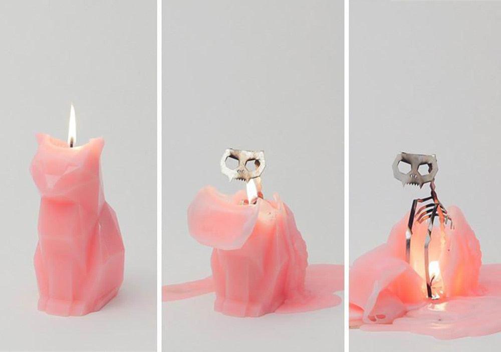 Black Cat Candle Cat Skeleton Candle Unveil Skeleton When Burning Cool And Unique Gifts For Animal Lovers Cat Gifts Cat Lovers Gift Pet Candle Handmade Candle Craft Candle With skeleton Christmas New Year Decoration Gift Stevvex