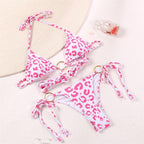 Bikini Triangle Adjust Swimwear Women's Crisscross Halter Bikini Lace Up Back Bandage Two Piece Strappy Bathing Suits G String Thong Swimwear Women Bathing Suit Hollow Out Quality Pleated Swimsuit Female Double-Sided Bikini Set Stevvex