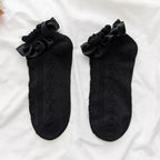Women Lace Mesh Black White Cotton Socks Japanese Maiden Lovely Short Socks Frilly Ruffle Princess Socks For Women Stevvex