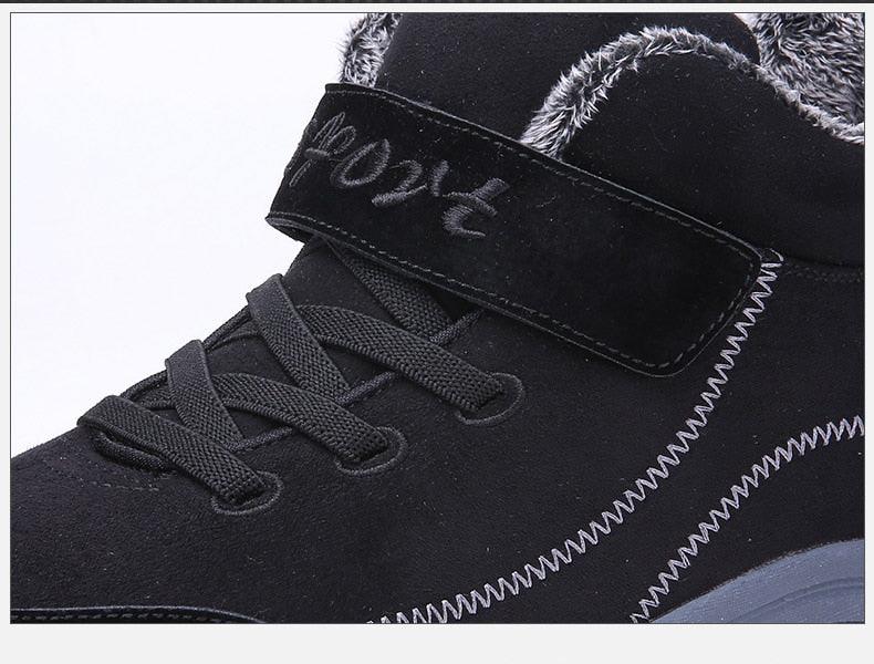 Waterproof Winter Mens Boots With Fur Warm Snow Mens Womens Boots Winter Work Casual Shoes High Top Winter Snow Boots Warm Fur Lined Winter Water-Resistan Ankle Booties Stevvex