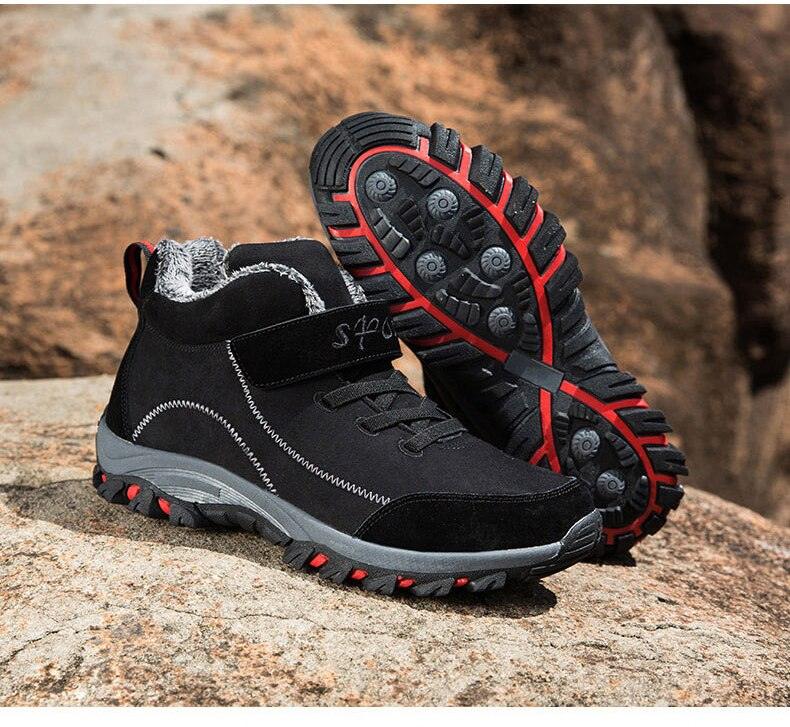 Waterproof Winter Mens Boots With Fur Warm Snow Mens Womens Boots Winter Work Casual Shoes High Top Winter Snow Boots Warm Fur Lined Winter Water-Resistan Ankle Booties Stevvex