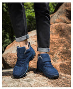 Waterproof Winter Mens Boots With Fur Warm Snow Mens Womens Boots Winter Work Casual Shoes High Top Winter Snow Boots Warm Fur Lined Winter Water-Resistan Ankle Booties Stevvex