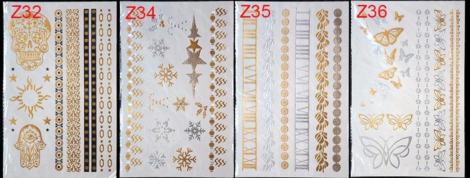 Body Tattoo Art Painting Stickers Glitter Gold Silver Temporary Waterproof Nontoxic Long Lasting Tattoos Stevvex