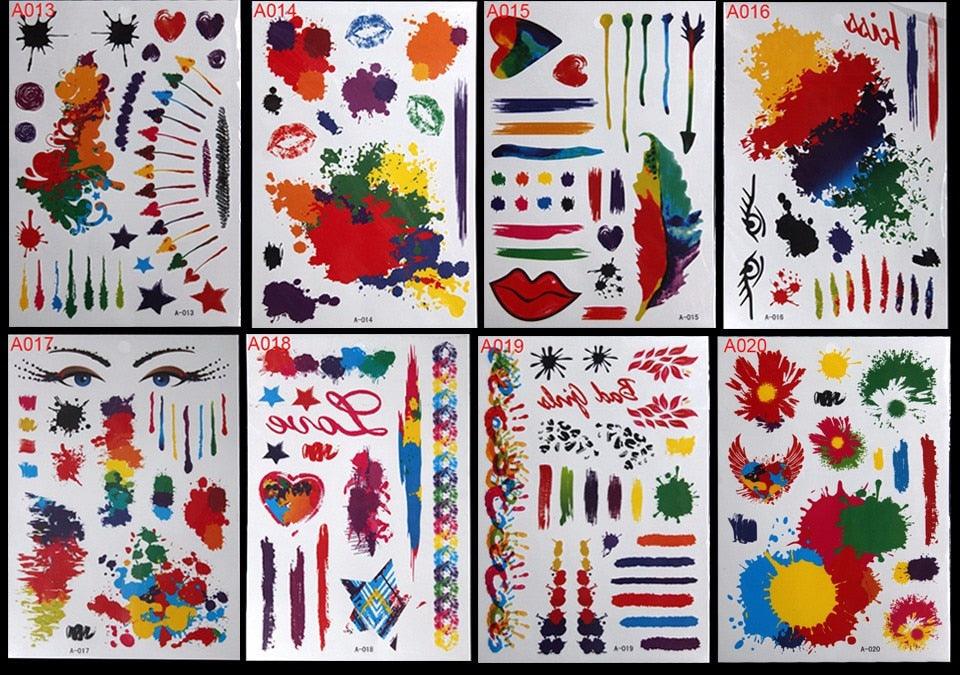 Body Tattoo Art Painting Stickers Glitter Gold Silver Temporary Waterproof Nontoxic Long Lasting Tattoos Stevvex